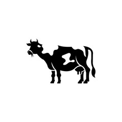 Black and White Cow Silhouette Dairy Farm Animal Icon
