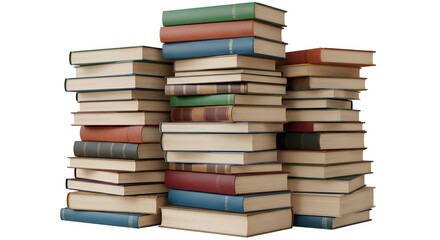 stack of books on white background