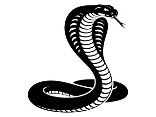 Fototapeta premium Black snake silhouette vector illustration king cobra reptile serpent design art