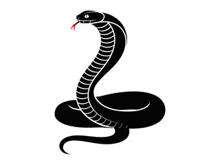 Fototapeta premium Black snake silhouette illustration vector drawing reptile serpent isolated art