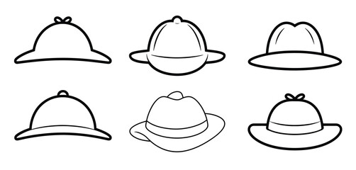 Collection of Various Line Art Hats
