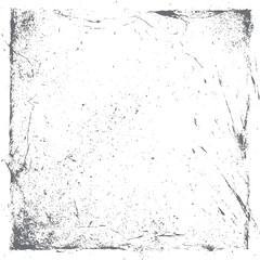 Grunge square border texture vector with scratches. Distressed vintage frame design featuring worn edges and rough overlay for retro background art.
