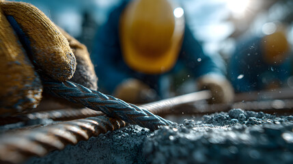 Worker Gripping Heavy Duty Steel Cable