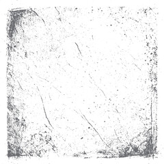 Heavy grunge square frame texture vector design. Distressed black border with rough scratches and worn edges for retro photo background overlay.
