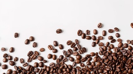 Obraz premium Arabica Elegance: Artistic White Background Coffee Bean Images – Glossy Roast Gradients, Textured Bean Creases, Aromatic Steam Hints, and Precision-Arranged Coffee Bean Patterns in High-Contrast Photo