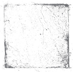 Heavy grunge square frame texture vector design. Distressed black border with rough scratches and worn edges for retro photo background overlay.
