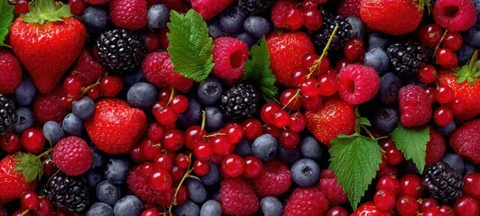 The vibrant assortment of fresh berries in a colorful background.