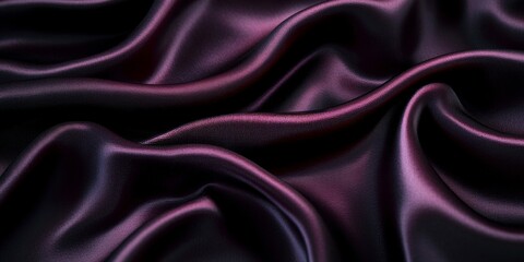 Fototapeta premium Luxurious Deep Abstract Wavy Fabric in Dark Burgundy Silk, Elegant Textured Material for Design Use