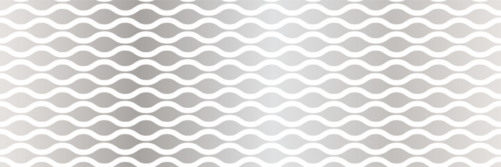 Wavy LAbstract wave pattern with gradient color scheme in shades of gray and white, creating an effect of shining silver or stainless steel surface, movement and fluidity.