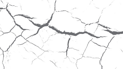 Vector cracked wall surface texture background. Distressed grunge concrete pattern with broken fracture lines for damaged abstract design art.
