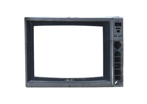 Old tv on isolated. Retro technology concept. Blank screen for text.