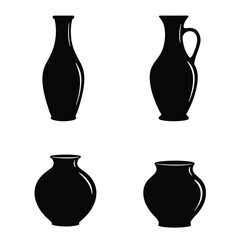 Four decorative vases are isolated on white background