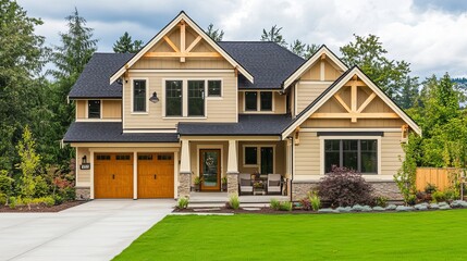 Obraz premium Cream and tan colored new home build 