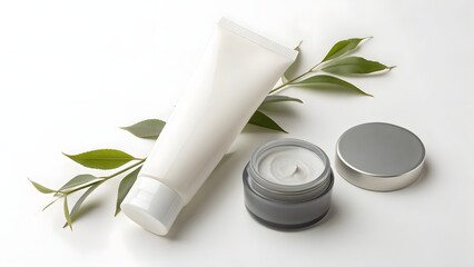 White Skincare Tube with Grey Cream