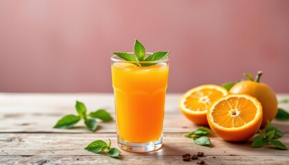 describe how fresh orange and mint juice replenishes energy and soothes tiredness from the heat.