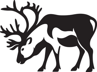 Reindeer silhouette elegant holiday design, Winter animal graphic black and white