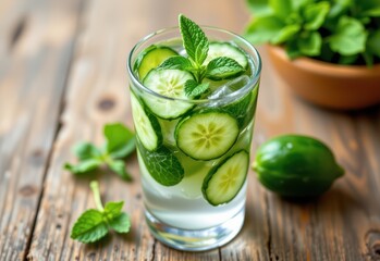 discuss the benefits of fresh mint and cucumber iced water in reducing tiredness and improving hydration.
