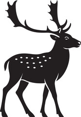 Spotted deer silhouette elegant black style, Wildlife illustration clean and bold