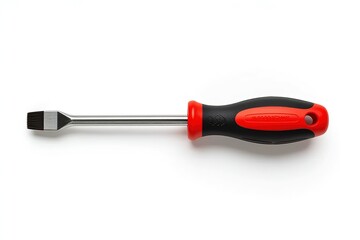 Flat Head Screwdriver on White Background with Ergonomic Handle