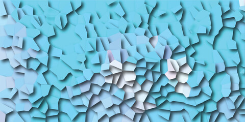 Abstract mosaic illustration with fractured polygons in various shades of blue and hints of purple white and gray tones ideal for design backgrounds