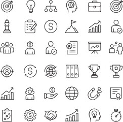 Finance and Business Line Icons – High-Resolution Vector Set