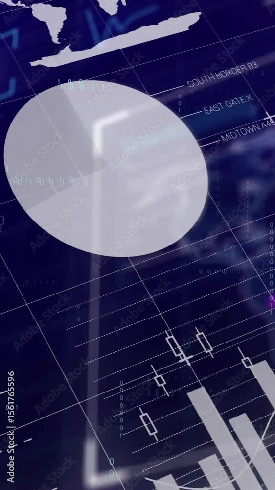 Poster animation of charts and graphs over digital interface processing data