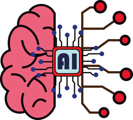 artificial Intelligence Concept with Digital Brain and AI Chip Animation