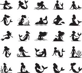 Mermaid Silhouette – Elegant Fantasy Sea Creature Vector