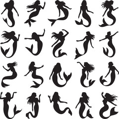 Mermaid Silhouette – Elegant Fantasy Sea Creature Vector