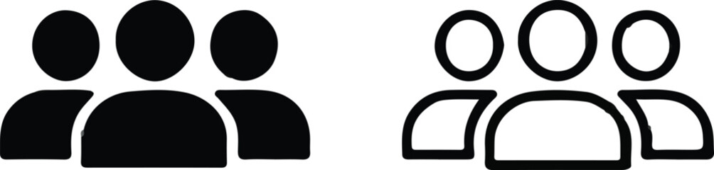 Group of People Icons - Team, Community, and User Network Symbols in Solid and Outline, png vector design illustra tion 

