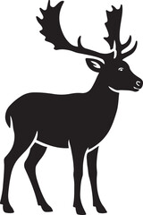Deer silhouette elegant graphic vector art, Forest wildlife bold line design