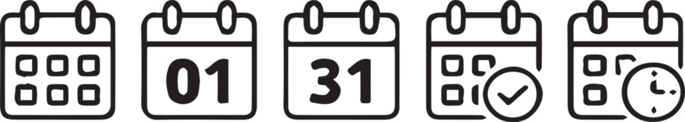 Set of Calendar Icons - Date, Event, Appointment, and Schedule Management Symbols, Calendar Icons png design vector illustration 

