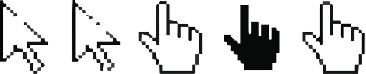 Set of Computer Mouse Cursors - Arrow, Pointer, Hand Click Icons for Digital Interaction , png vector design illustration 

