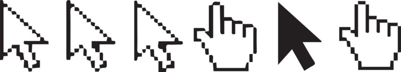 Set of Computer Mouse Cursors - Arrow, Pointer, Hand Click Icons for Digital Interaction , png vector design illustration 

