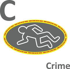 Adult alphabet, letter C, crime, joke