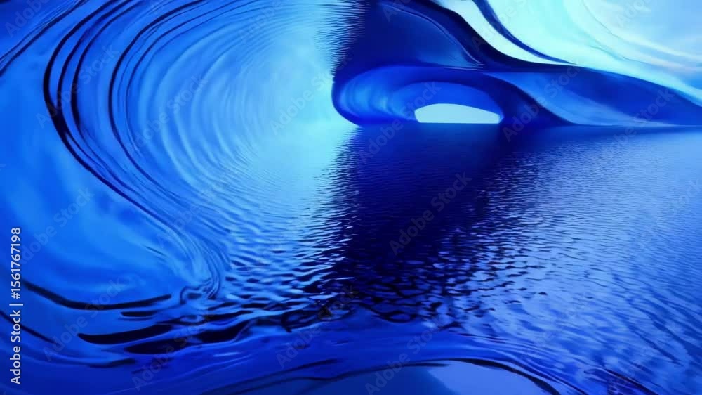 Poster a deep blue abstract background featuring fluid textures and swirling patterns, creating a sense of 
