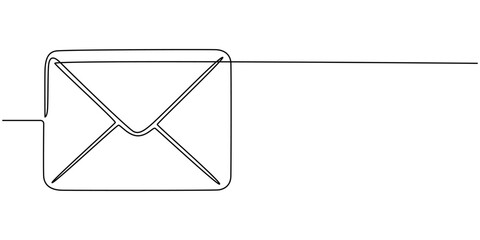 open envelope with a letter continuous one line drawing, Continuous line drawing of letter with paper. Mail icon. Vector one line illustration envelope, Continuous one line drawing of an open envelope