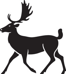 Walking deer black silhouette clean design, Forest animal illustration minimal art
