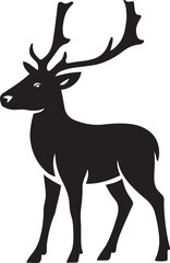 Elegant black deer silhouette line drawing, Forest creature with bold profile