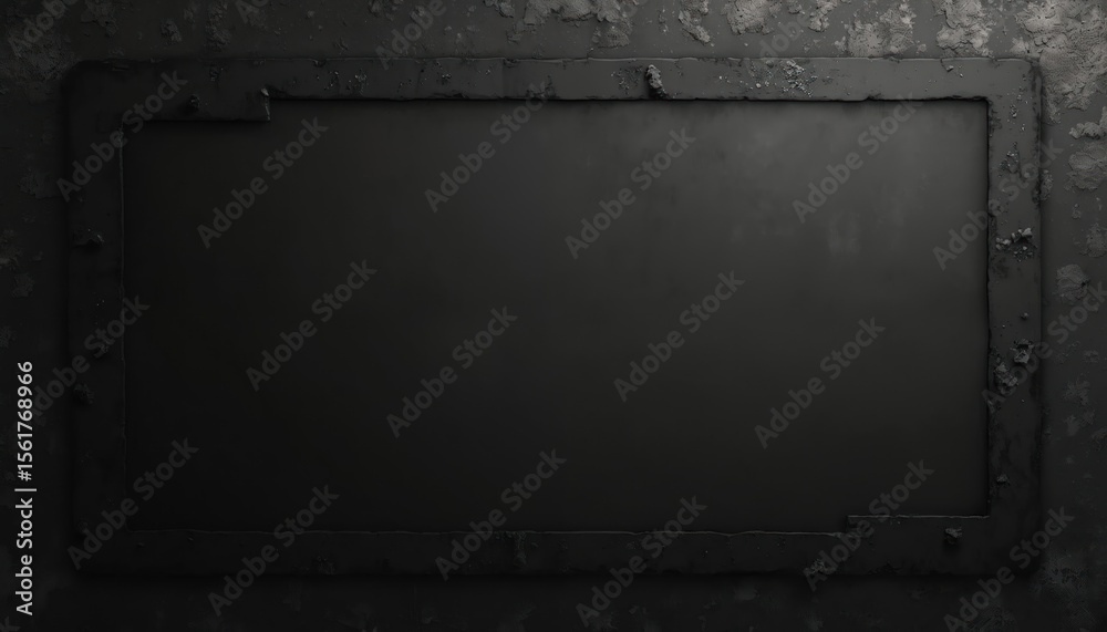 Fototapete abstract dark grunge texture background with a frame. rough aged black wall surface with blank space