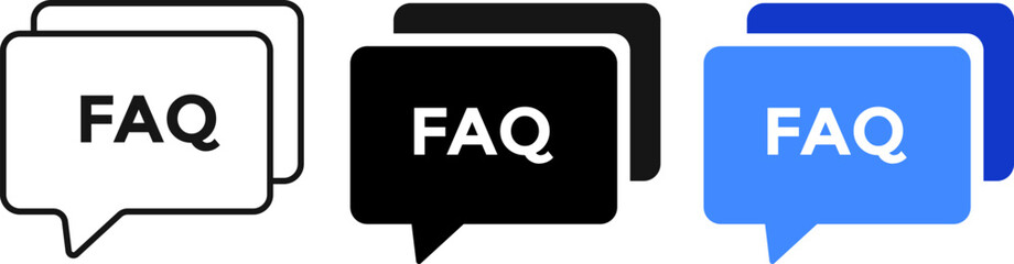 Faq help icon set. Help speech bubble sign. Interrogation symbol inside.. online support thin symbols
