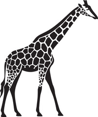 Naklejka premium Majestic giraffe silhouette vector style, Tall giraffe standing black graphic