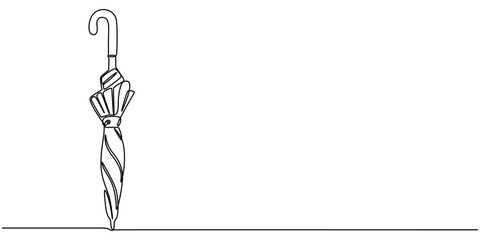 umbrella continuous one line drawing, Continuous one line drawing of opened umbrella. Single line drawing illustration of umbrella protection for rain and uv. Summer holiday concept vector art.