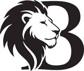 Stylized Black Lion Head Merged with Letter B, Bold Monogram Logo Symbolizing Strength, Prestige, and Elite Brand Identity
