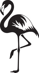Elegant flamingo silhouette black and white, Graceful flamingo vector design