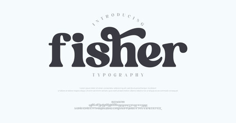 Fisher Modern elegant alphabet letters font logo. Typography luxury minimal lettering fonts decorative wedding vintage retro logos. vector illustration
