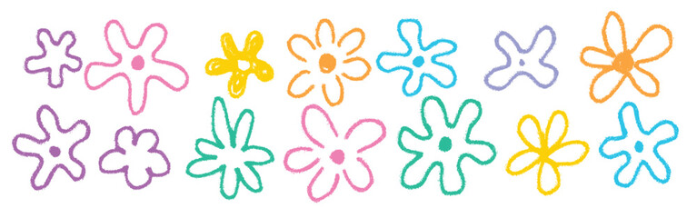 Flowers crayon hand drawing vector