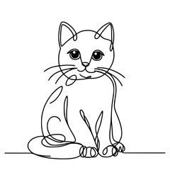 Whisper of the Whiskers, A stylish cat rendered in a single elegant line