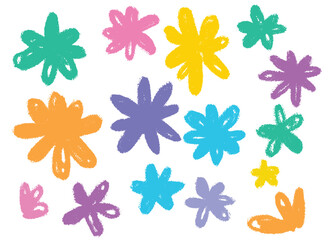 Flowers crayon hand drawing vector