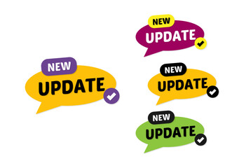 new update set of stickers with update text in different color options